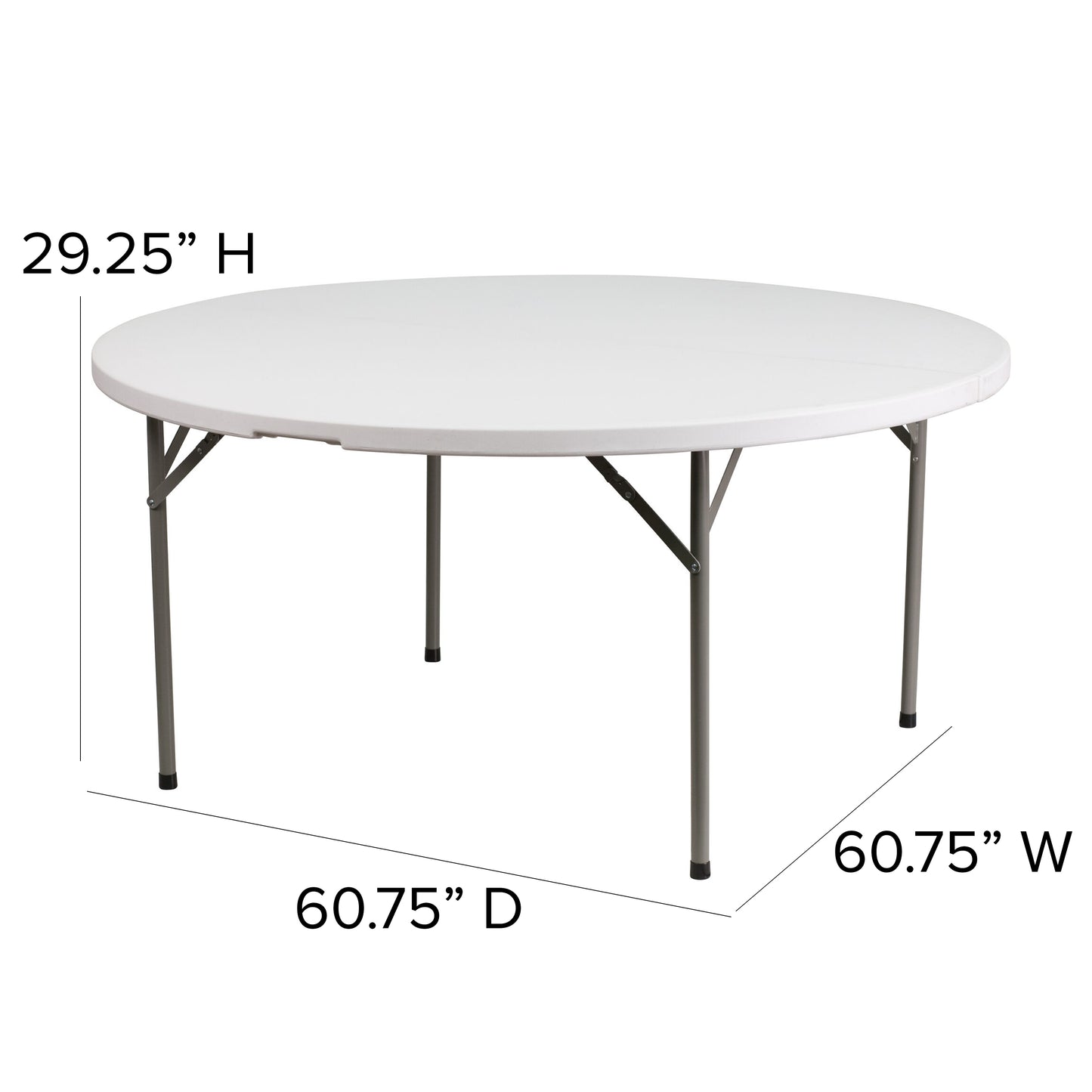 Elon 5-Foot Round Granite White Plastic Folding Table Granite White