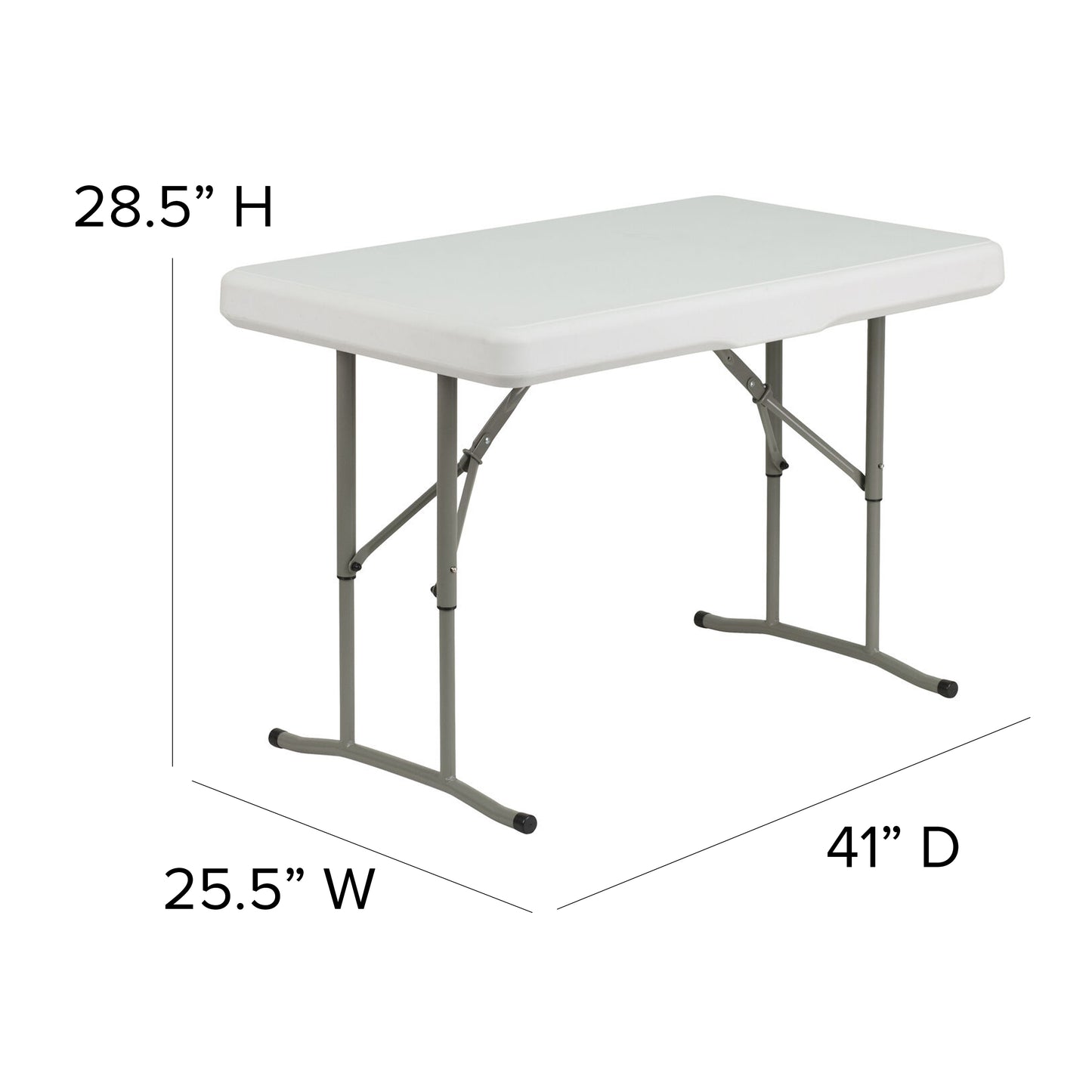 Rowan 3 Piece Portable Plastic Folding Bench and Table Set Granite White