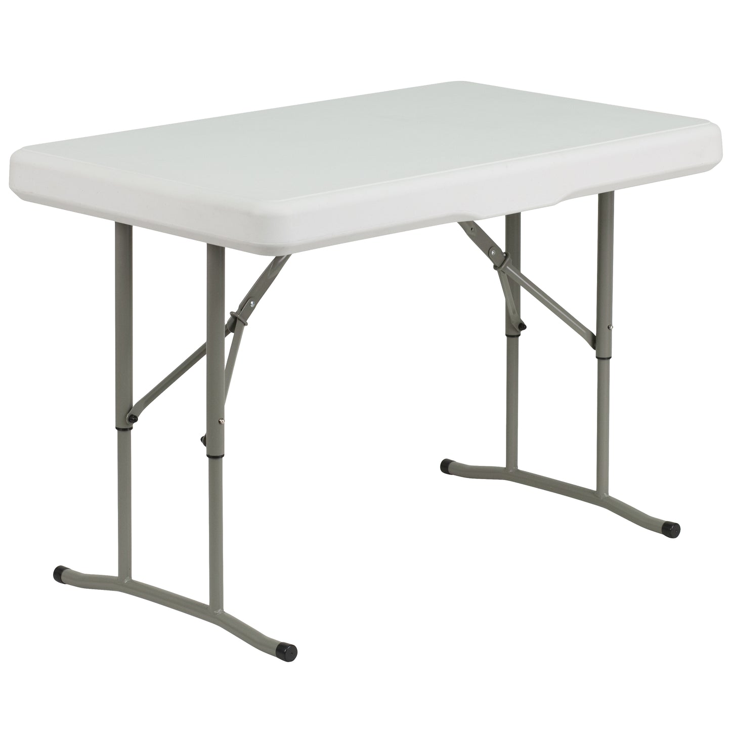 Rowan 3 Piece Portable Plastic Folding Bench and Table Set Granite White