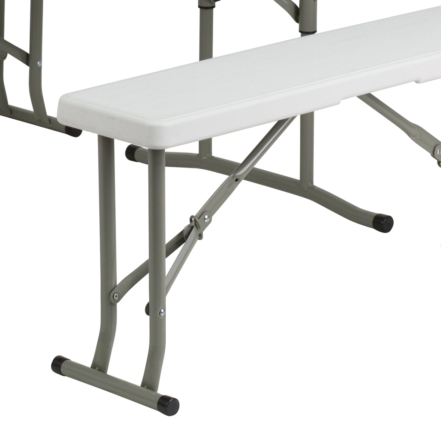Rowan 3 Piece Portable Plastic Folding Bench and Table Set Granite White