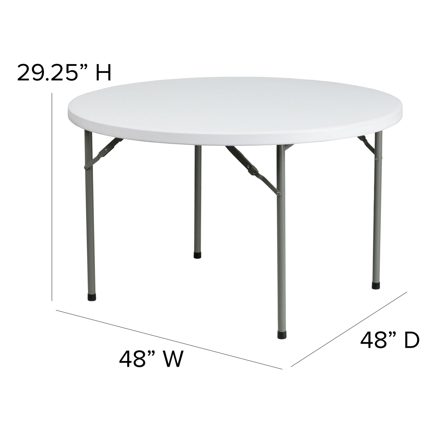 Elon 4-Foot Round Granite White Plastic Folding Table Granite White