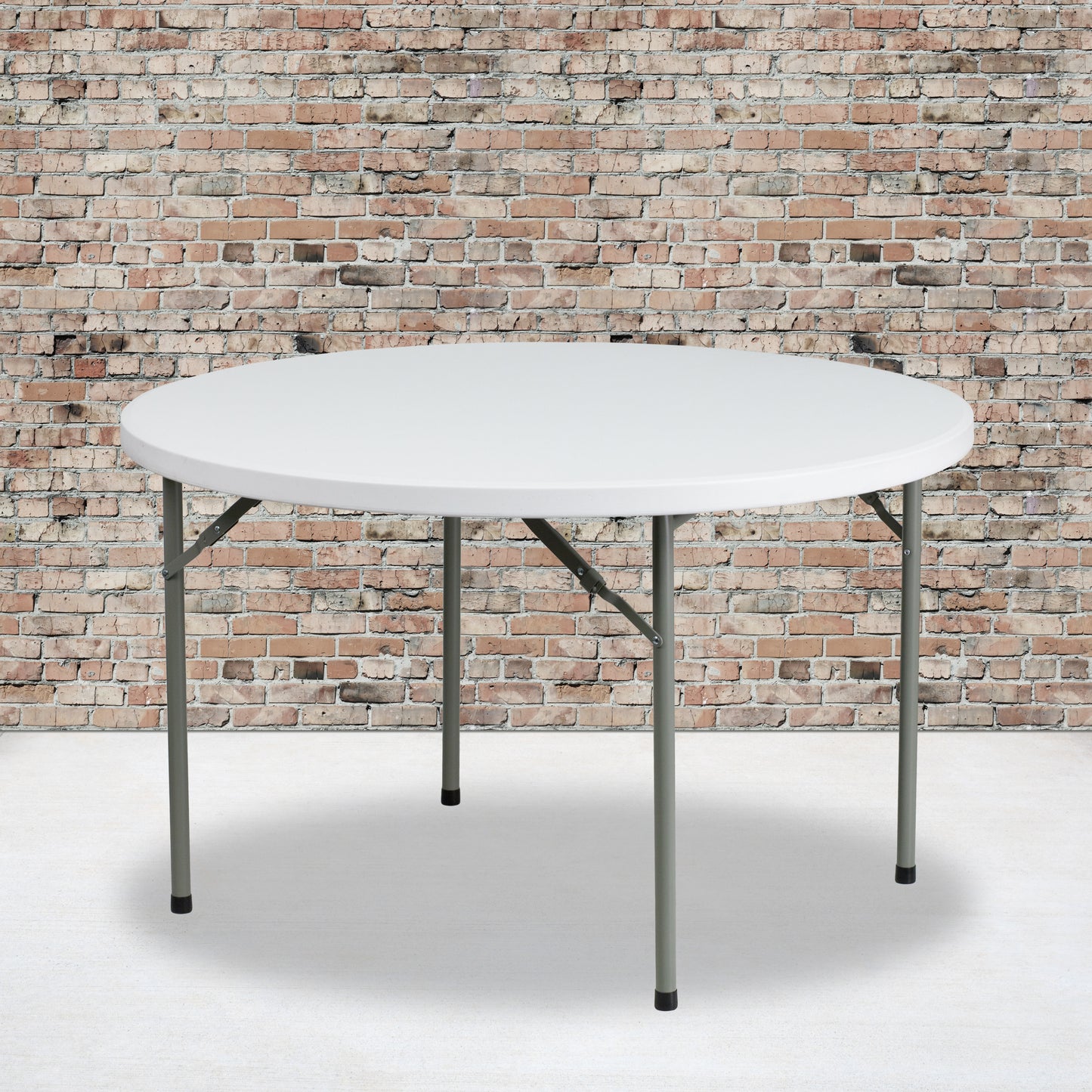 Elon 4-Foot Round Granite White Plastic Folding Table Granite White