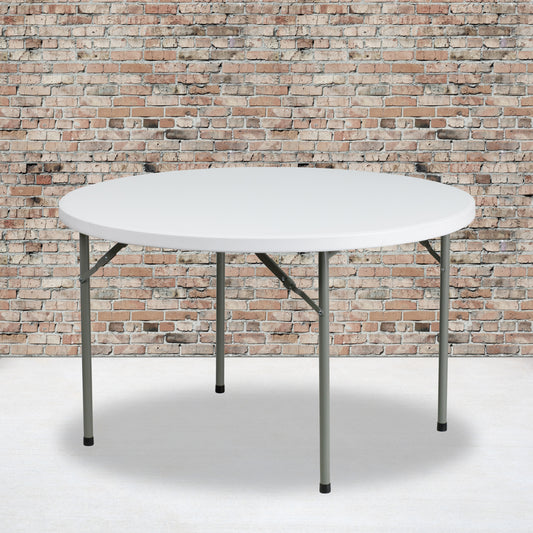 Elon 4-Foot Round Granite White Plastic Folding Table Granite White