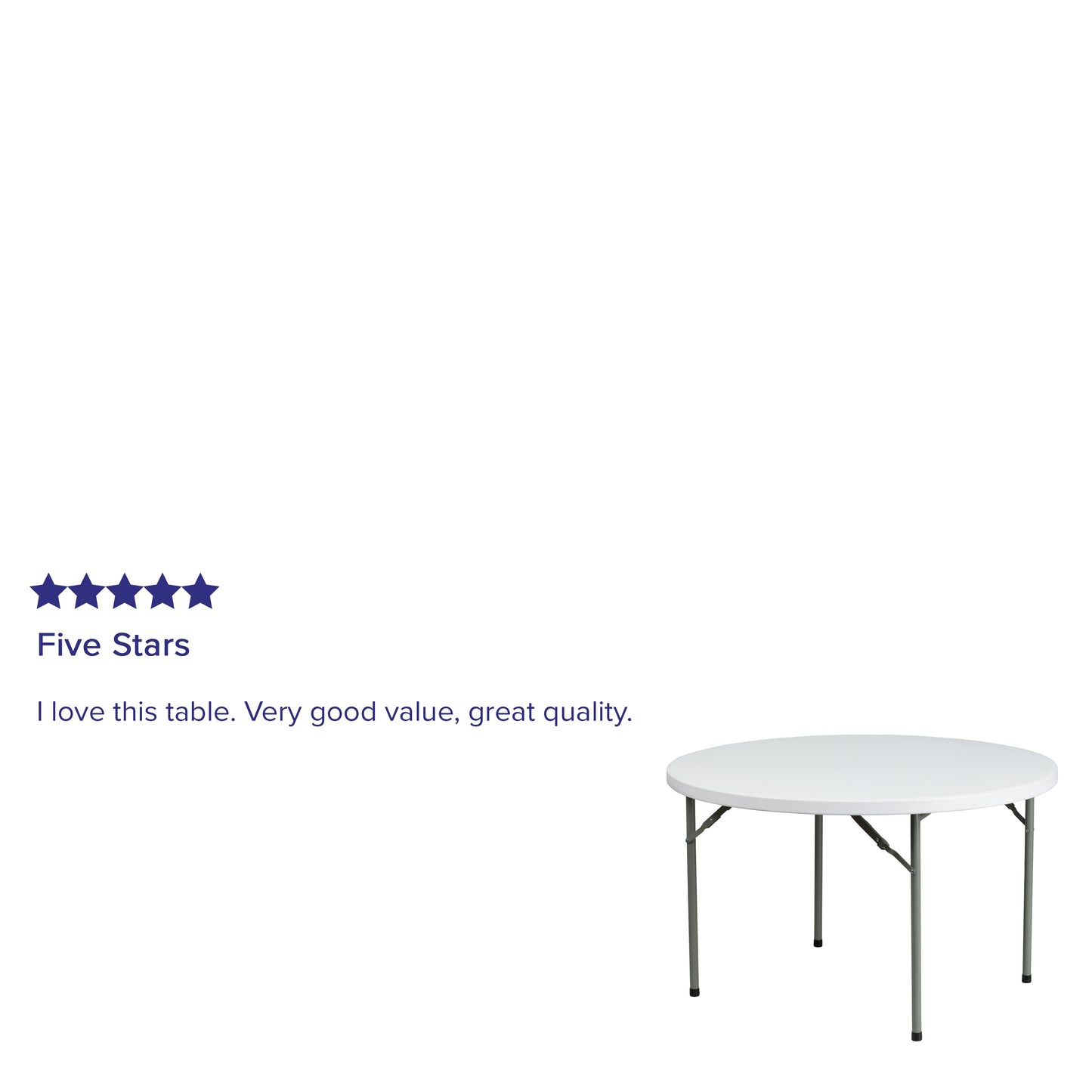 Elon 4-Foot Round Granite White Plastic Folding Table Granite White