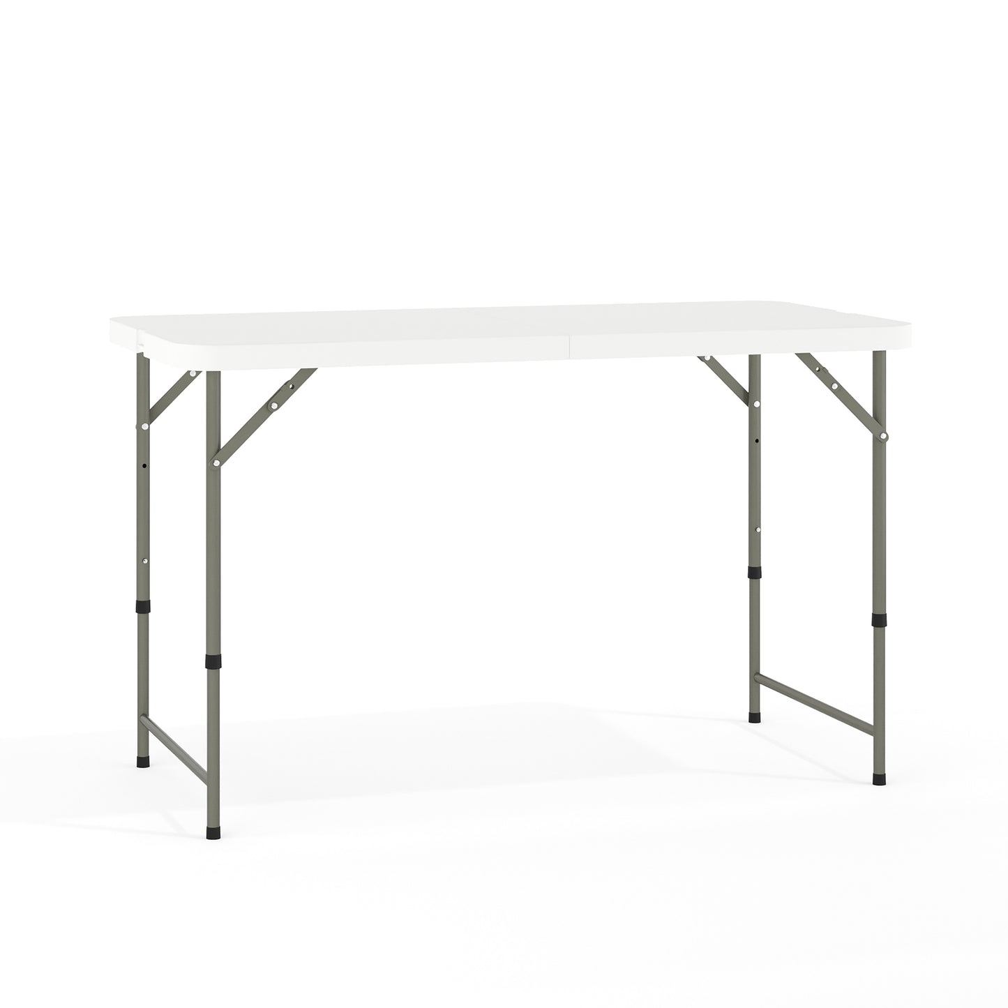 Elon 4-Foot Height Adjustable Bi-Fold Granite White Plastic Folding Table Granite White