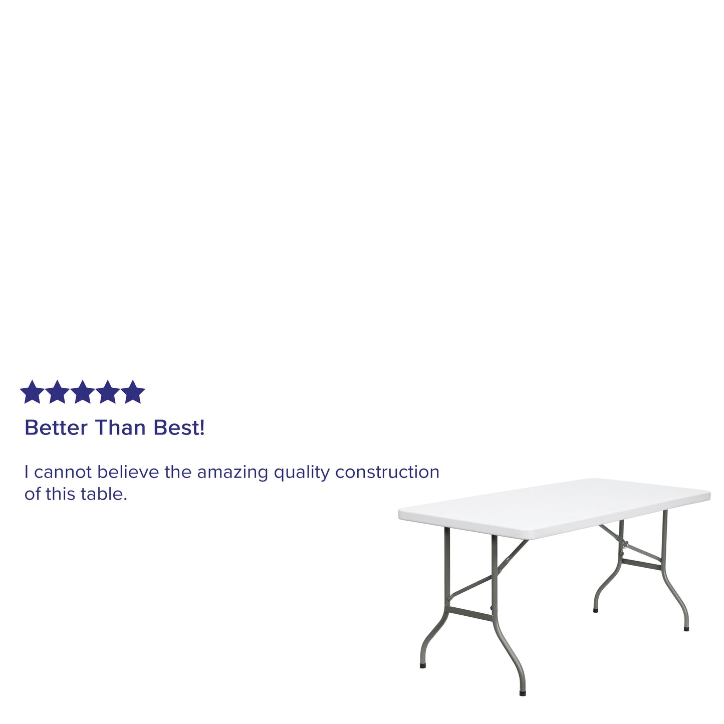 Elon 5-Foot Granite White Plastic Folding Table Granite White