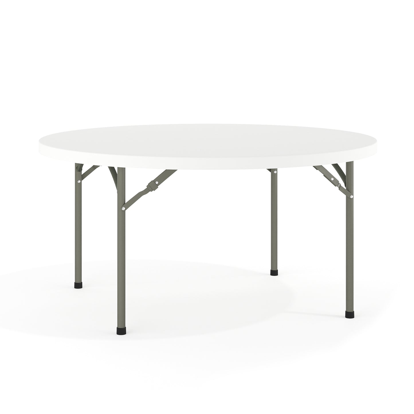 Elon 5-Foot Round Granite White Plastic Folding Table Granite White