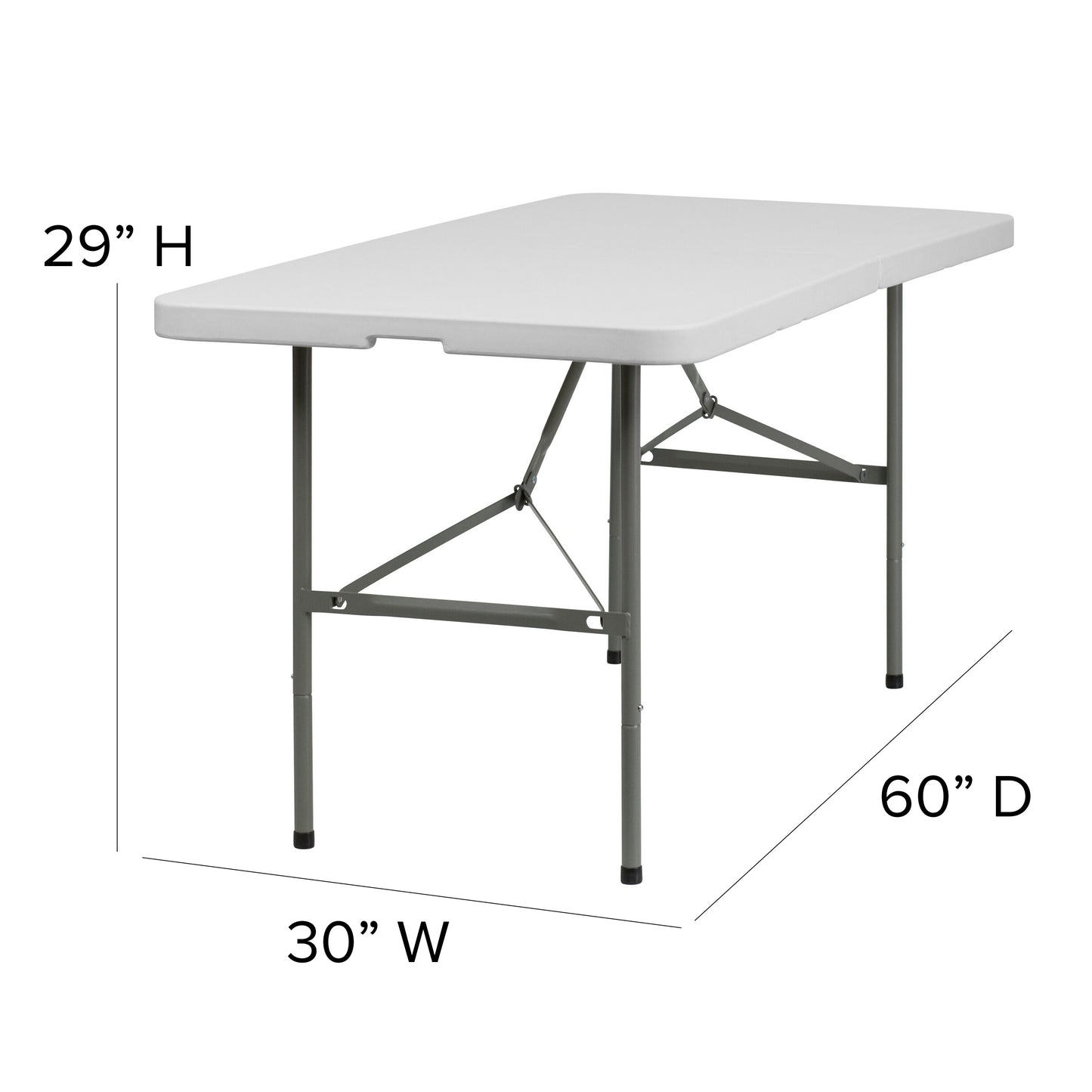 Elon 5-Foot Bi-Fold Granite White Plastic Folding Table Granite White