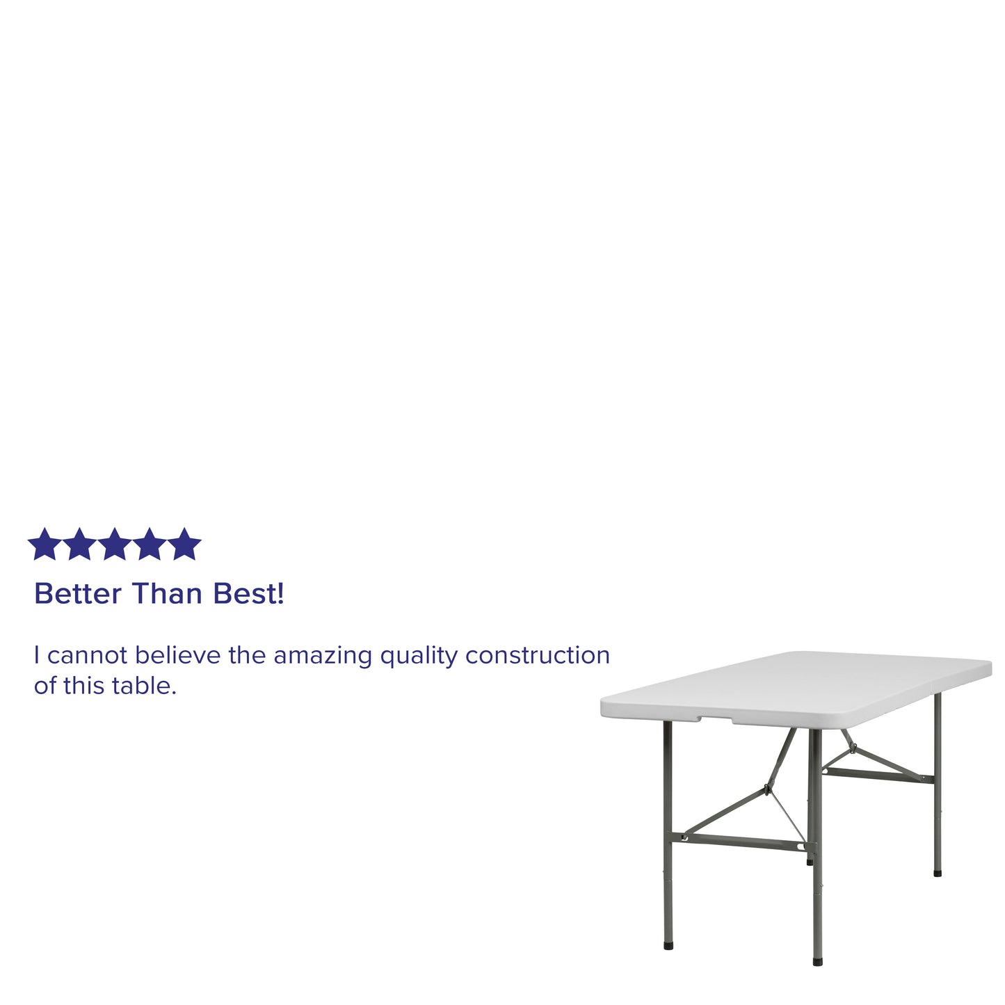 Elon 5-Foot Bi-Fold Granite White Plastic Folding Table Granite White