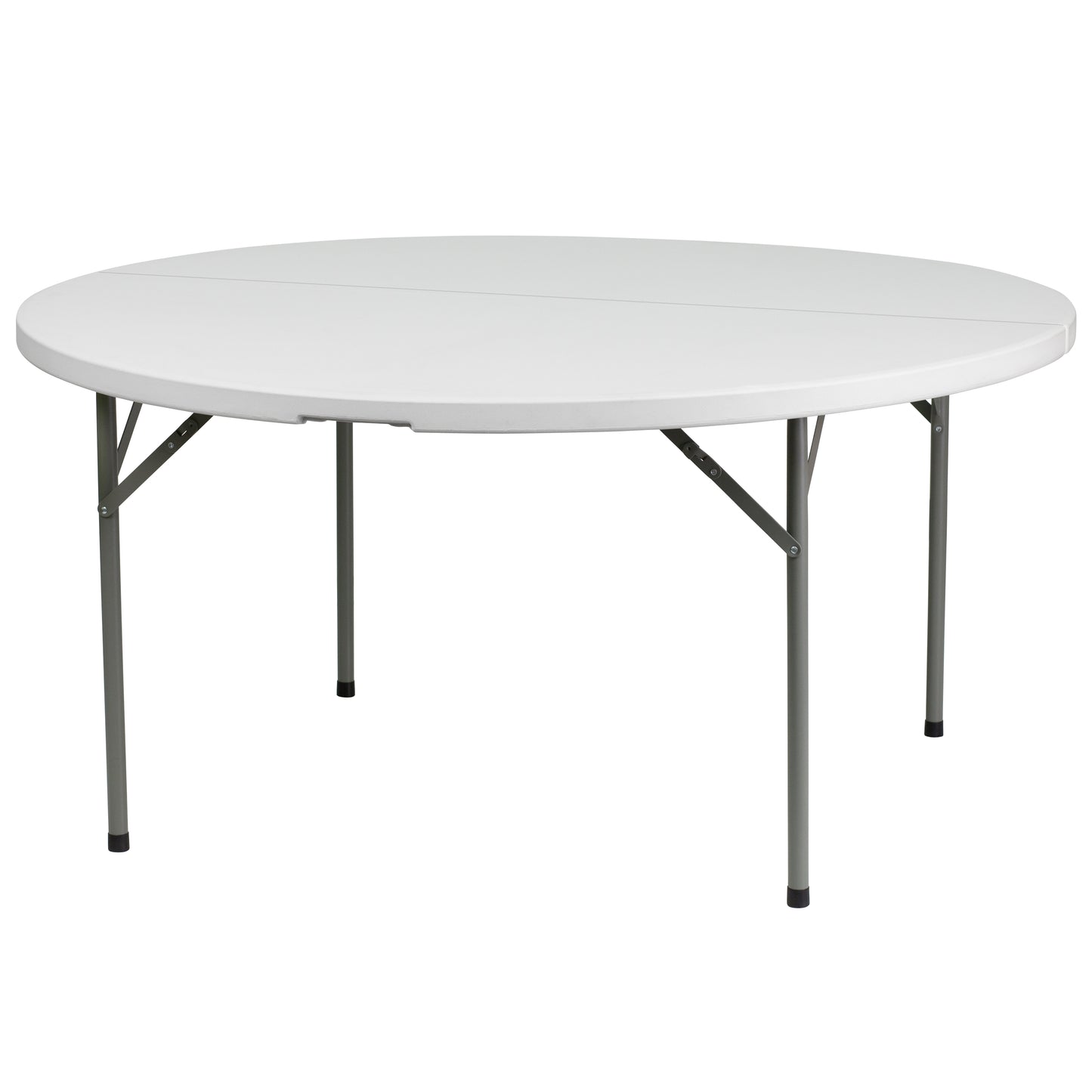 Elon 5-Foot Round Granite White Plastic Folding Table Granite White