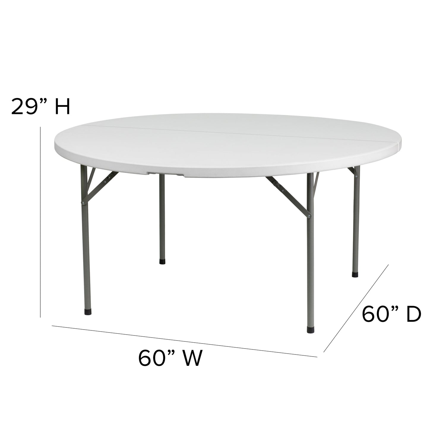 Elon 5-Foot Round Granite White Plastic Folding Table Granite White