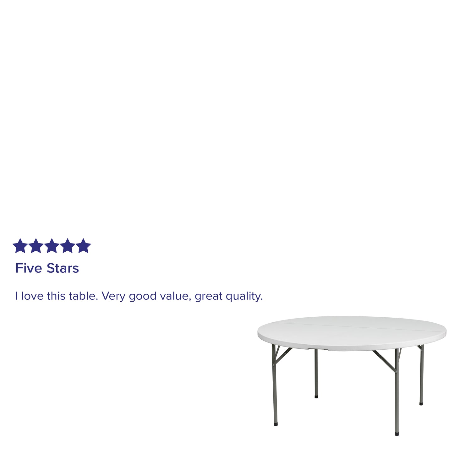 Elon 5-Foot Round Granite White Plastic Folding Table Granite White
