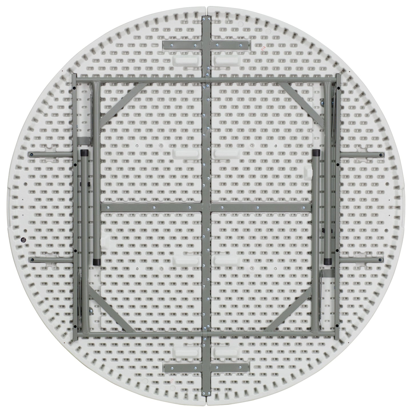 Elon 5-Foot Round Granite White Plastic Folding Table Granite White