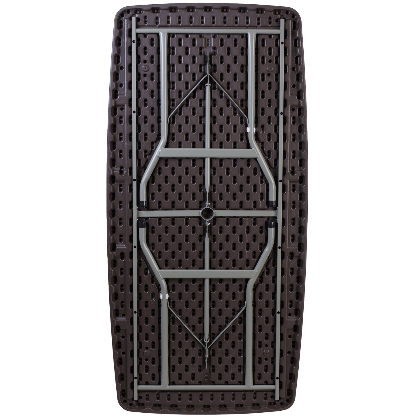 Elon 5.62-Foot Brown Rattan Indoor-Outdoor Plastic Folding Table with Umbrella Hole Brown DAD-YCZ-172-GG