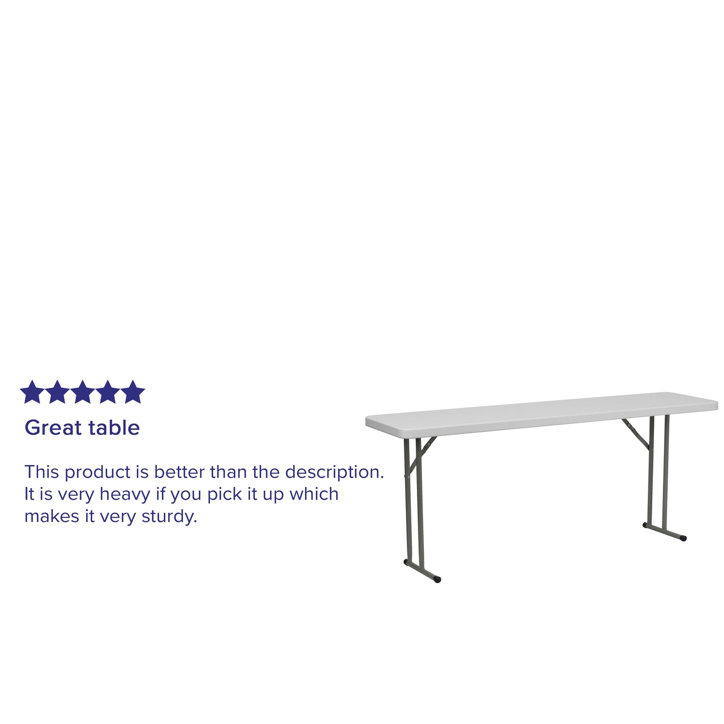 Elon 6-Foot Granite White Plastic Folding Training Table Granite White