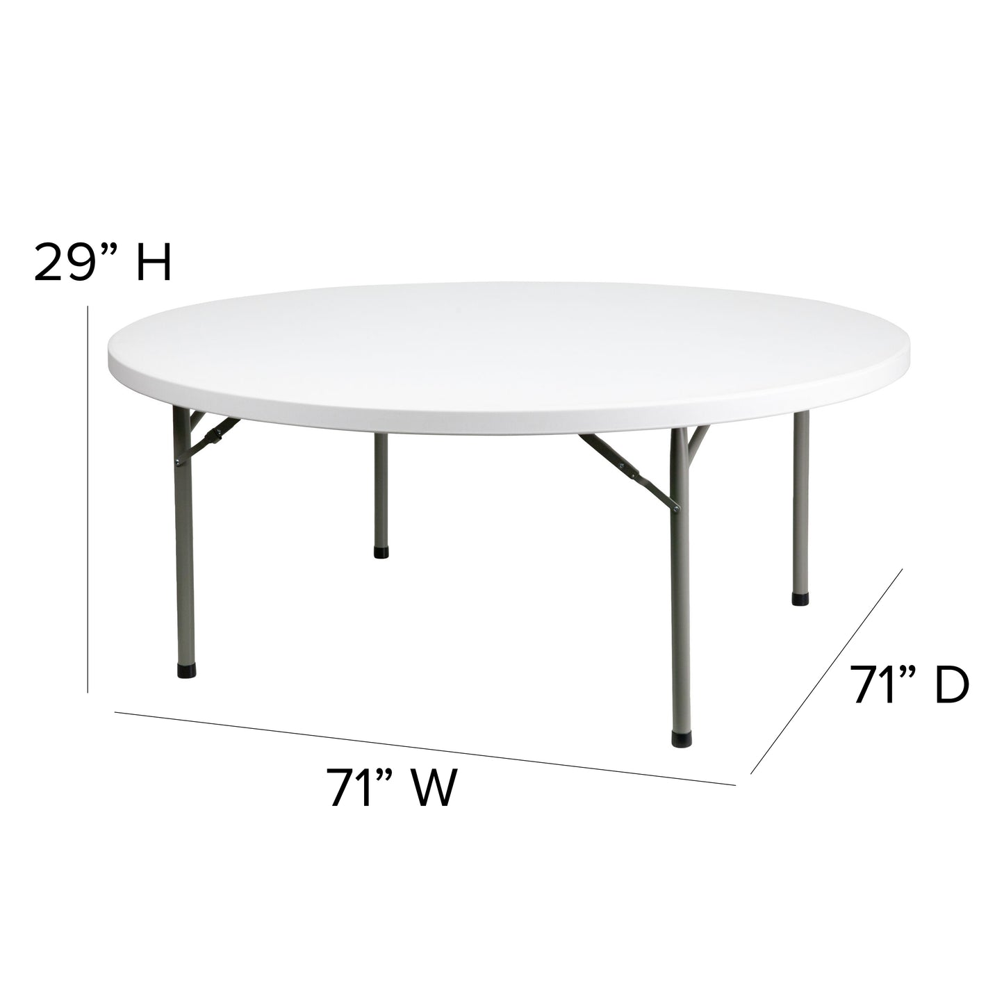 Elon 6-Foot Round Granite White Plastic Folding Table Granite White