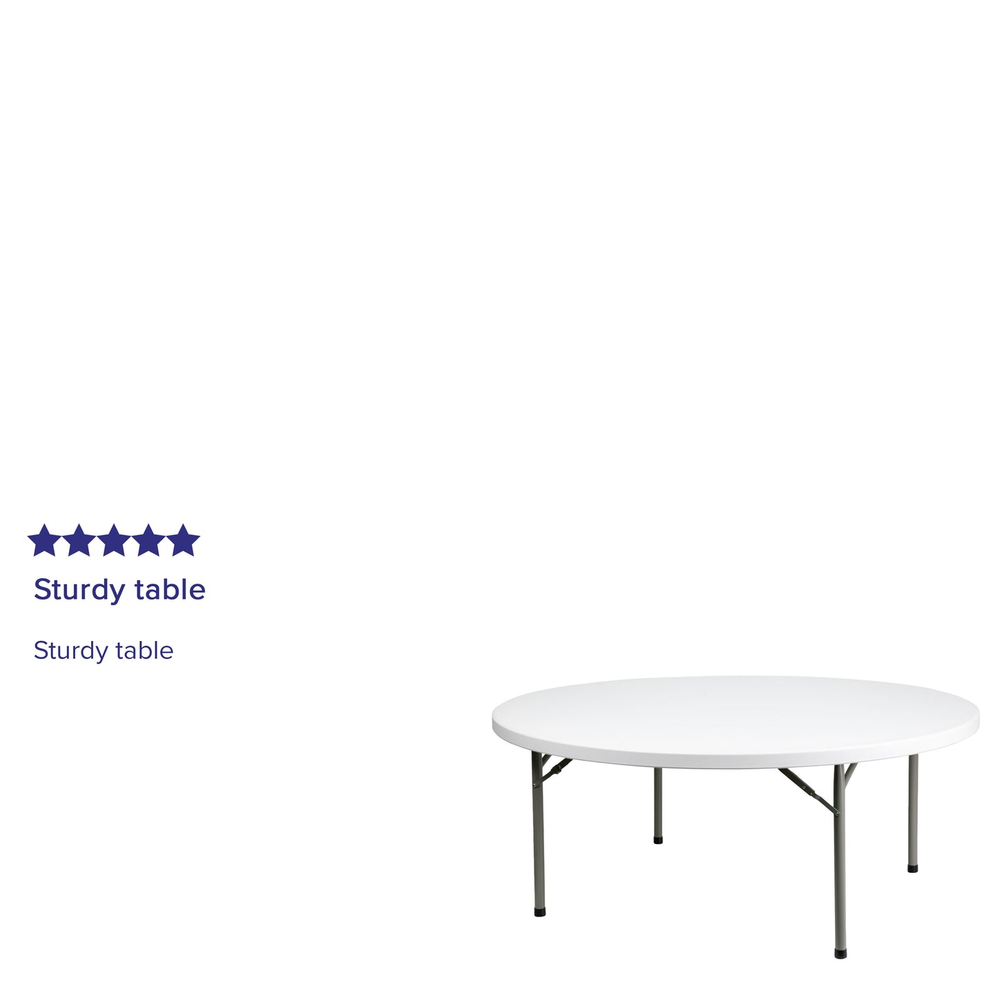 Elon 6-Foot Round Granite White Plastic Folding Table Granite White