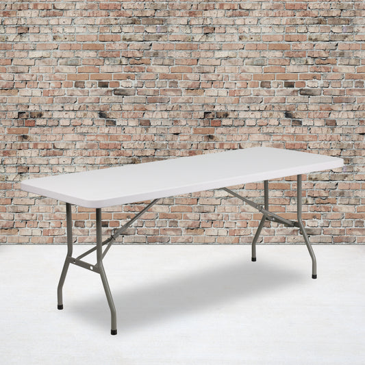 Elon 6-Foot Granite White Plastic Folding Table Granite White
