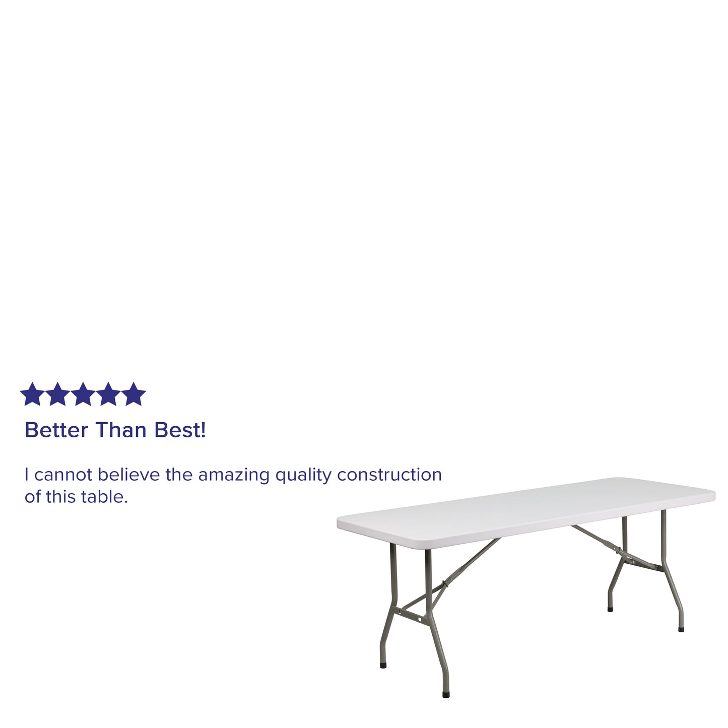 Elon 6-Foot Granite White Plastic Folding Table Granite White