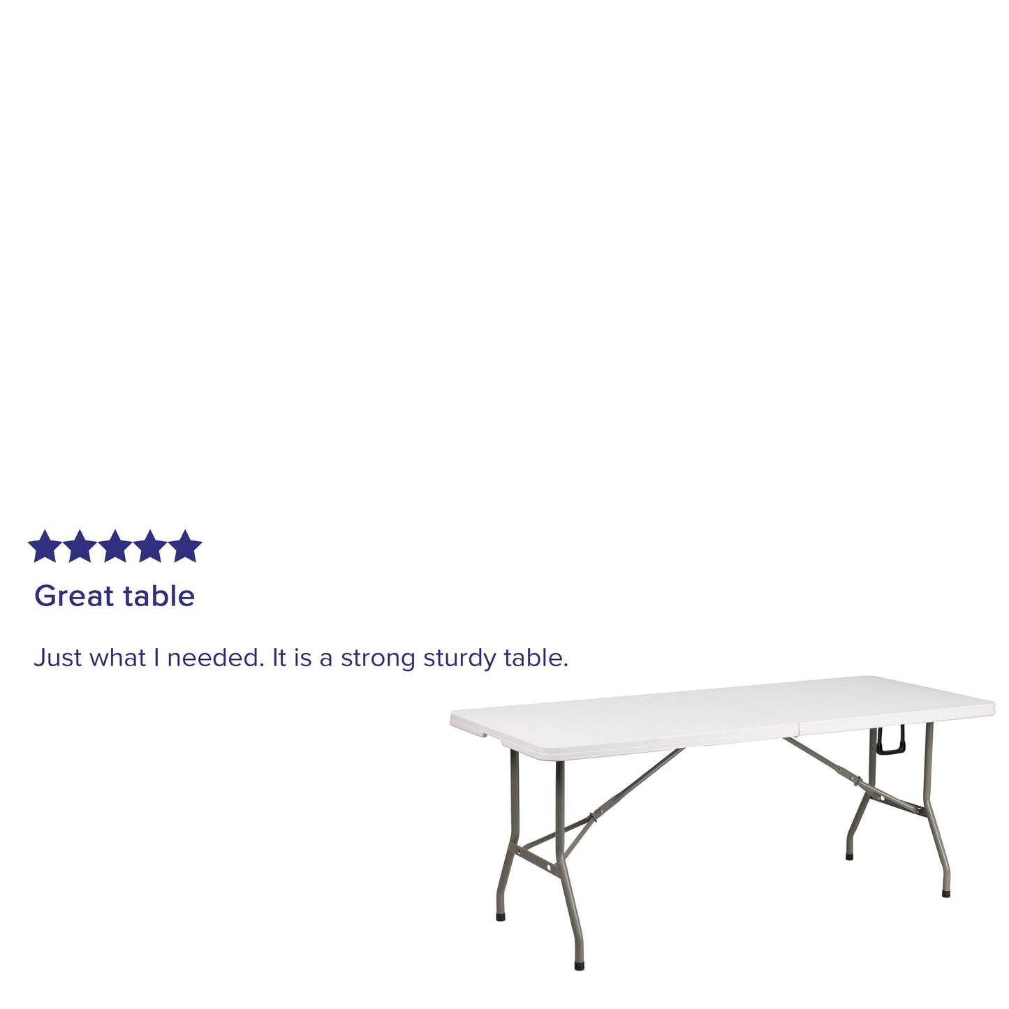 Elon 6-Foot Bi-Fold Granite White Plastic Banquet and Event Folding Table with Carrying Handle Granite White