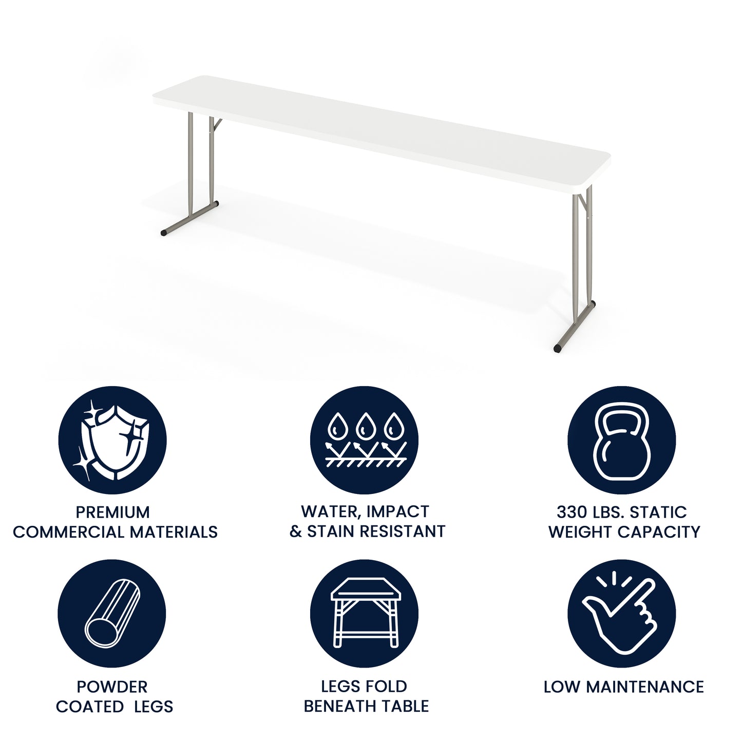 Elon 8-Foot Granite White Plastic Folding Training Table Granite White
