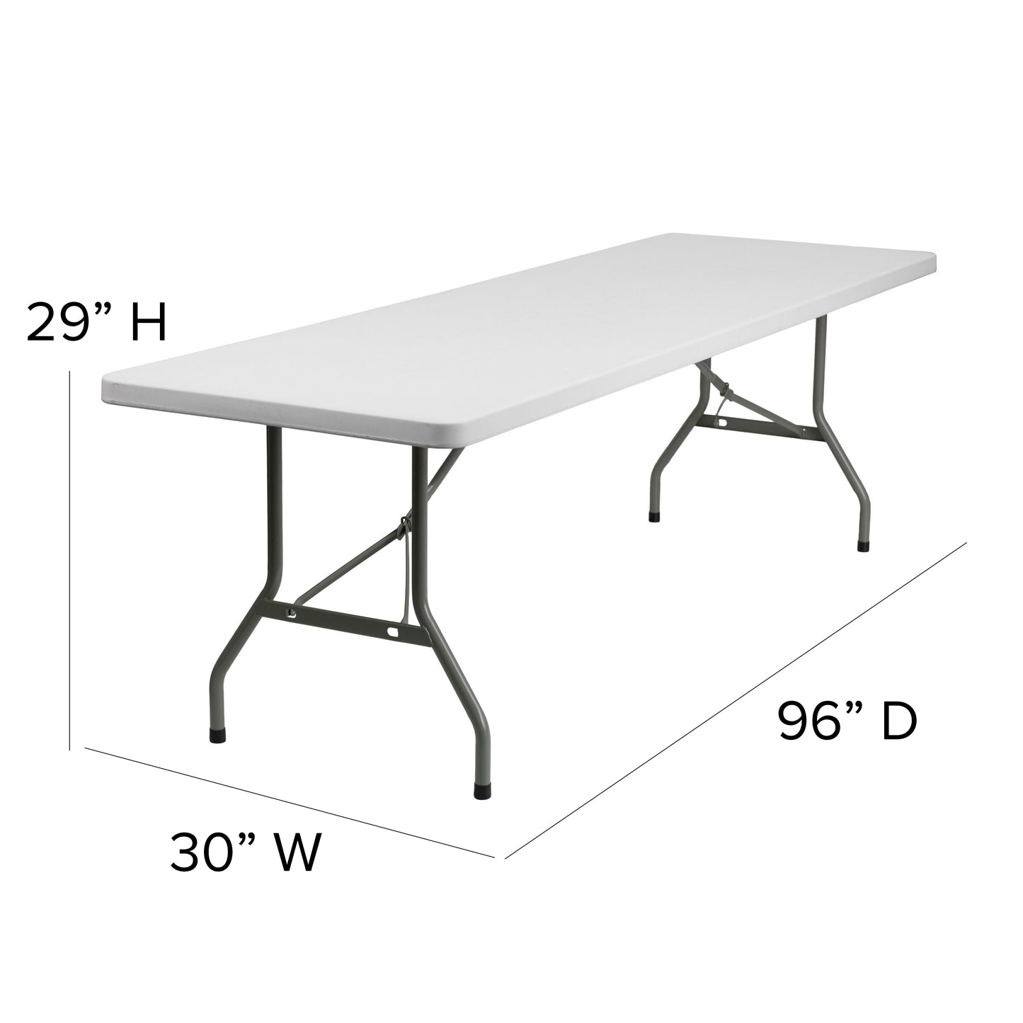 Elon 8-Foot Granite White Plastic Folding Table Granite White
