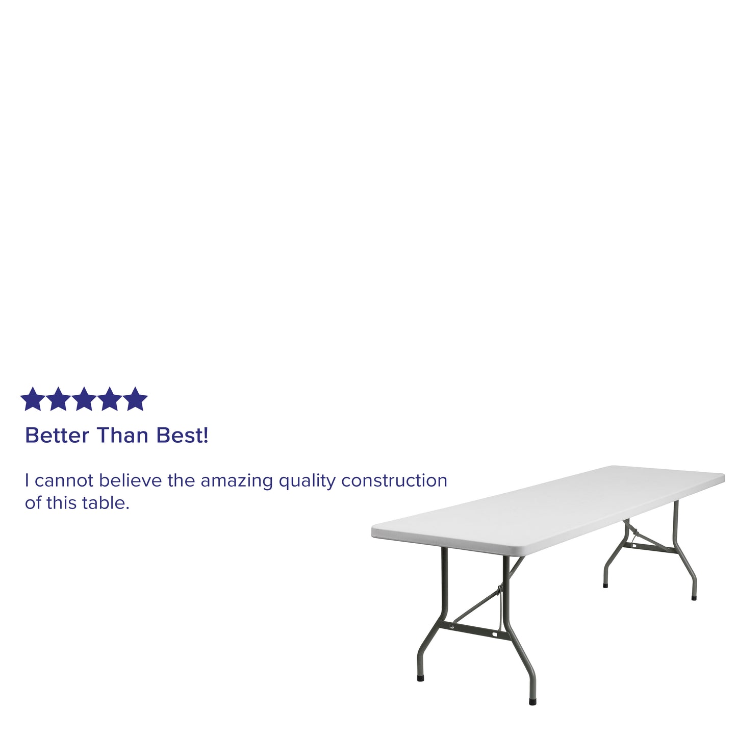 Elon 8-Foot Granite White Plastic Folding Table Granite White