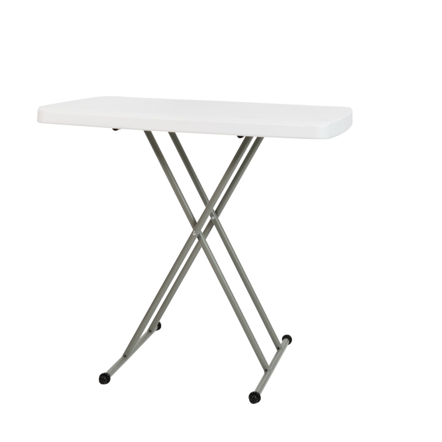 Elon 30 Inch Granite White Indoor/Outdoor Plastic Folding Table, Adjustable Height Commercial Grade Side Table, Laptop Table, TV Tray Granite White