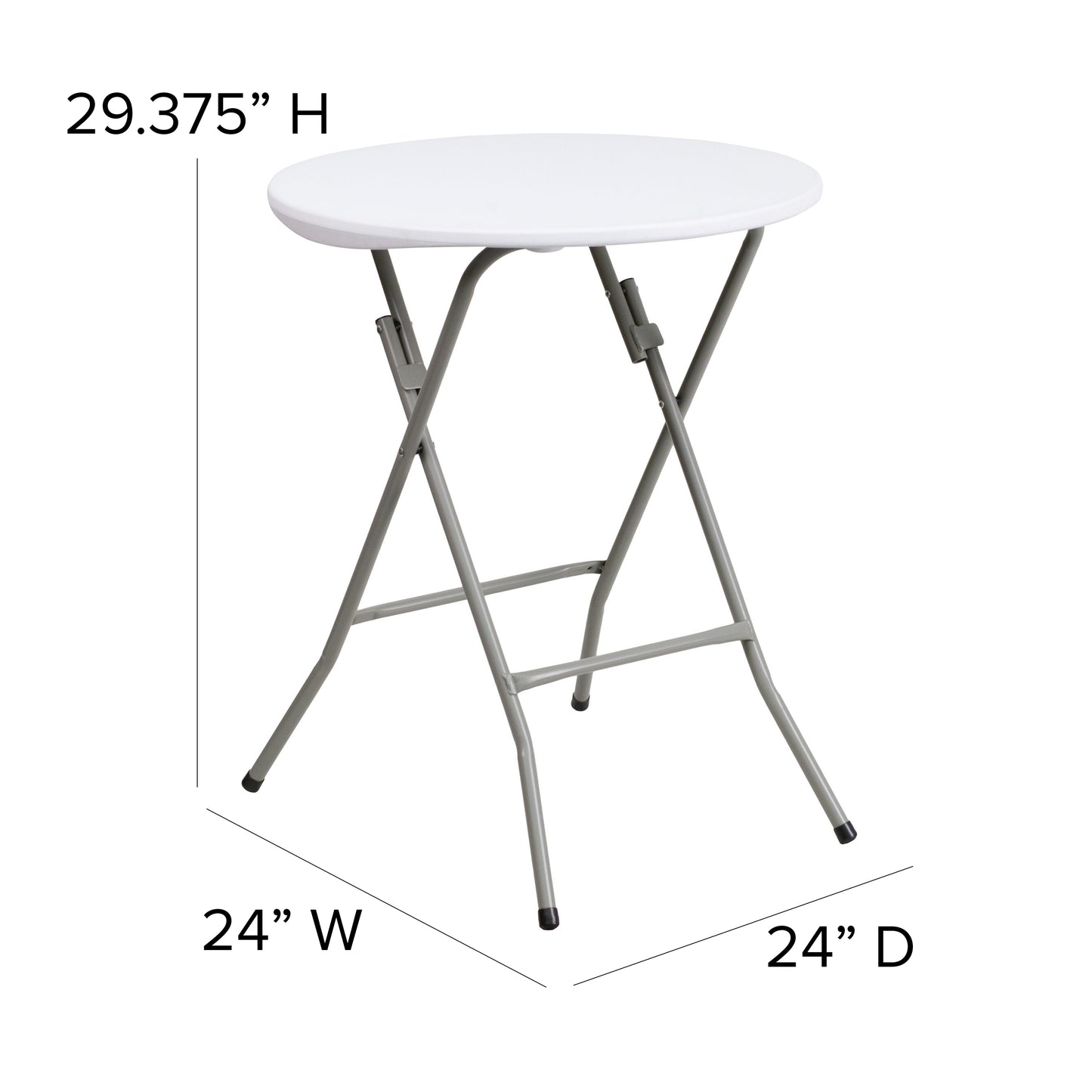 Elon 2-Foot Round Granite White Plastic Folding Table Granite White
