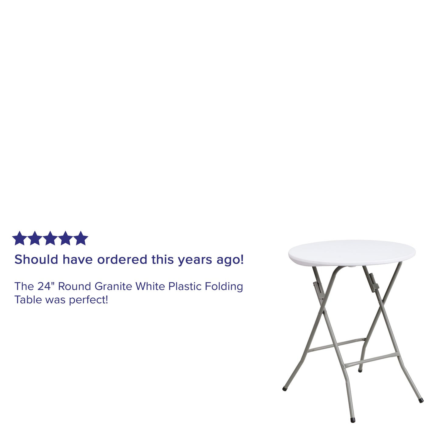 Elon 2-Foot Round Granite White Plastic Folding Table Granite White