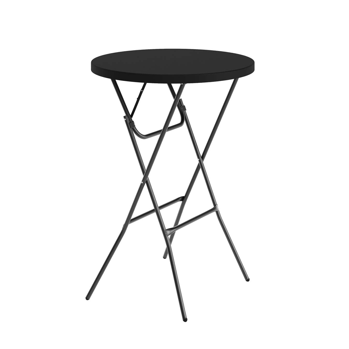 Elon Commercial Grade 2.6-Foot Round Black Indoor/Outdoor Plastic Bar Height Folding Table Black