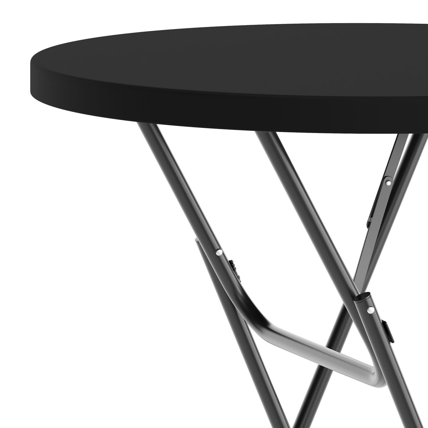 Elon Commercial Grade 2.6-Foot Round Black Indoor/Outdoor Plastic Bar Height Folding Table Black