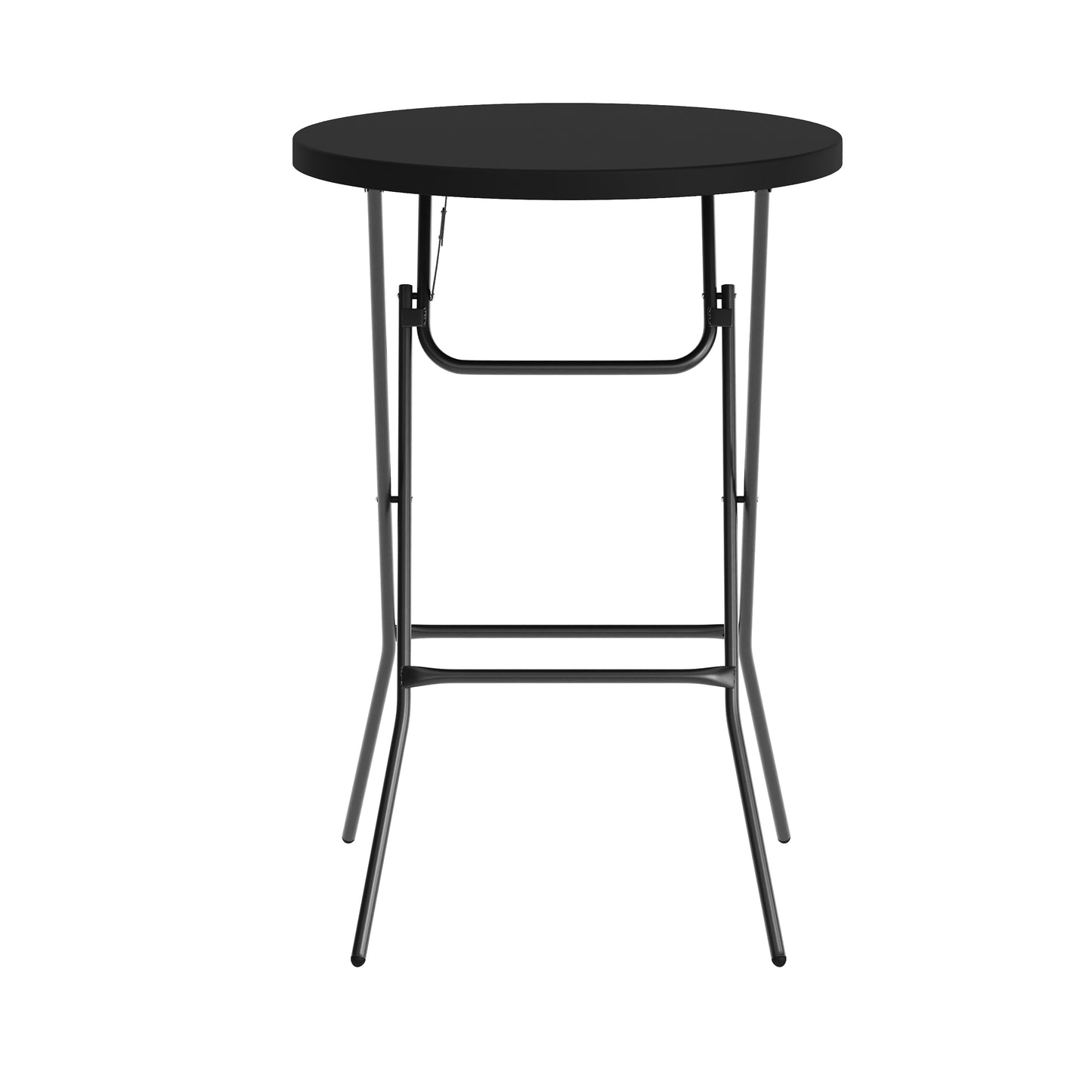 Elon Commercial Grade 2.6-Foot Round Black Indoor/Outdoor Plastic Bar Height Folding Table Black