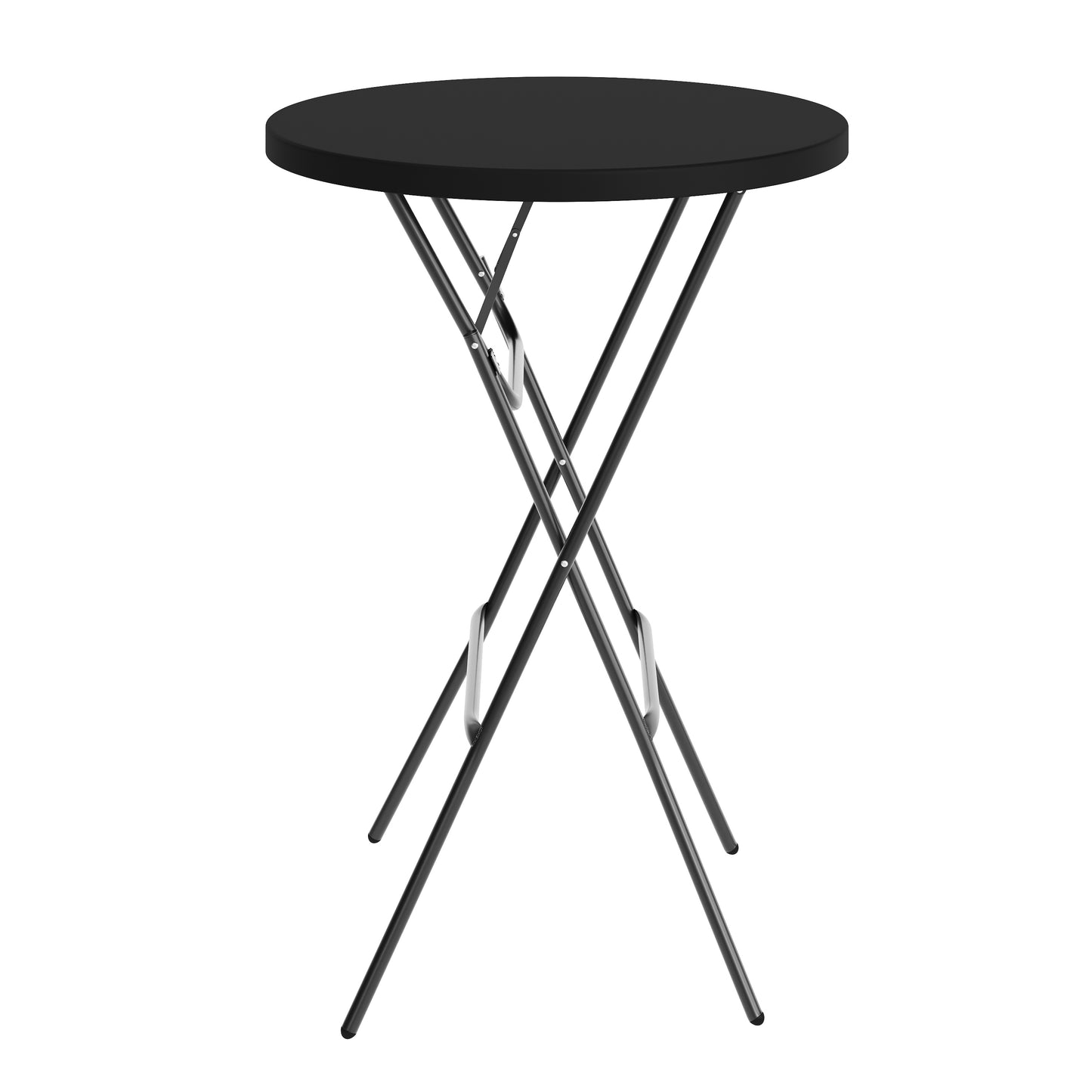 Elon Commercial Grade 2.6-Foot Round Black Indoor/Outdoor Plastic Bar Height Folding Table Black