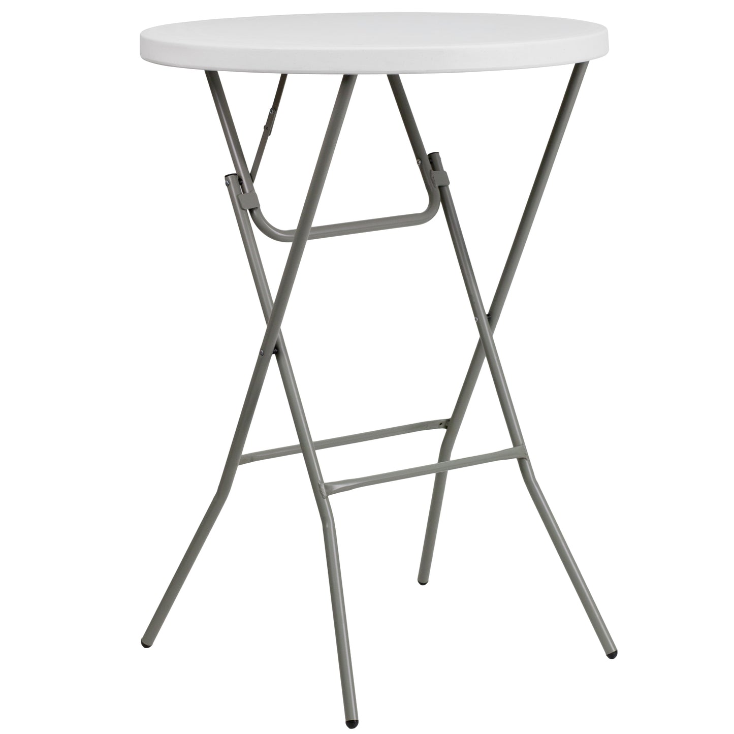 Elon 2.6-Foot Round Granite White Plastic Bar Height Folding Table Granite White