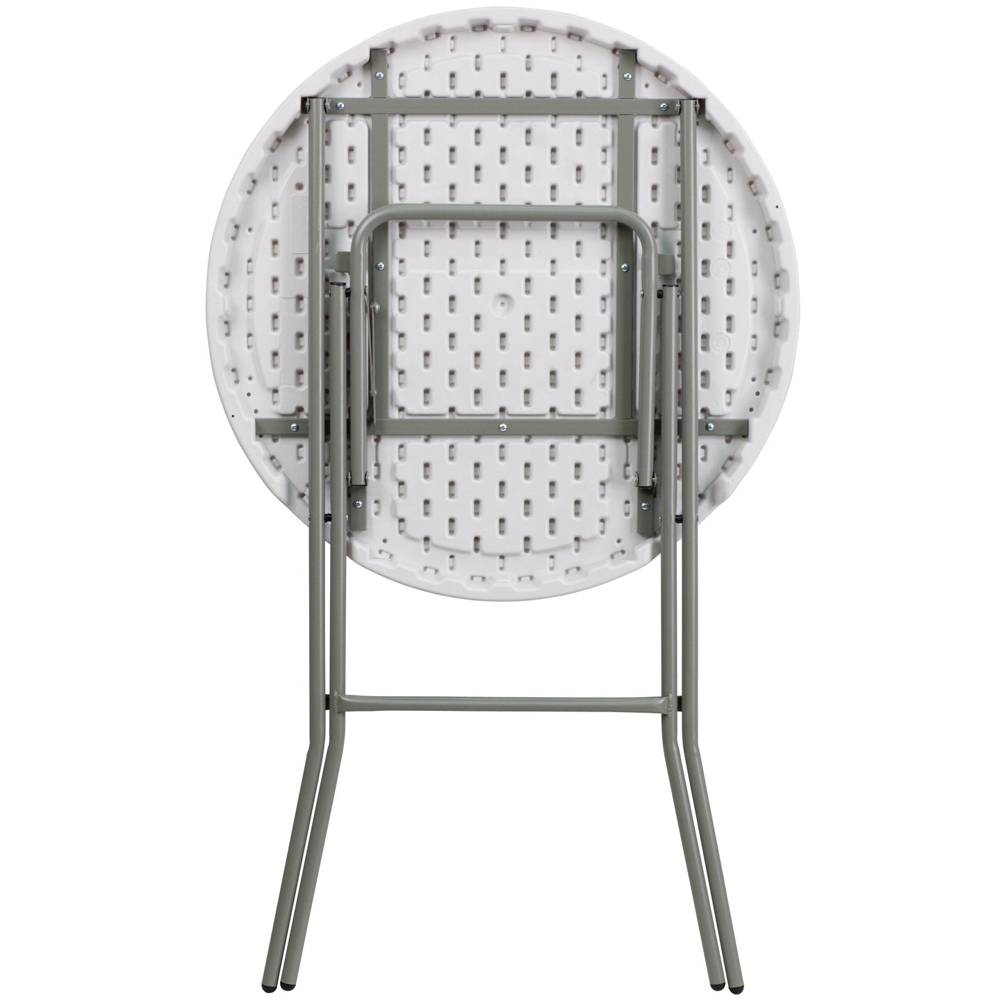 Elon 2.6-Foot Round Granite White Plastic Bar Height Folding Table Granite White