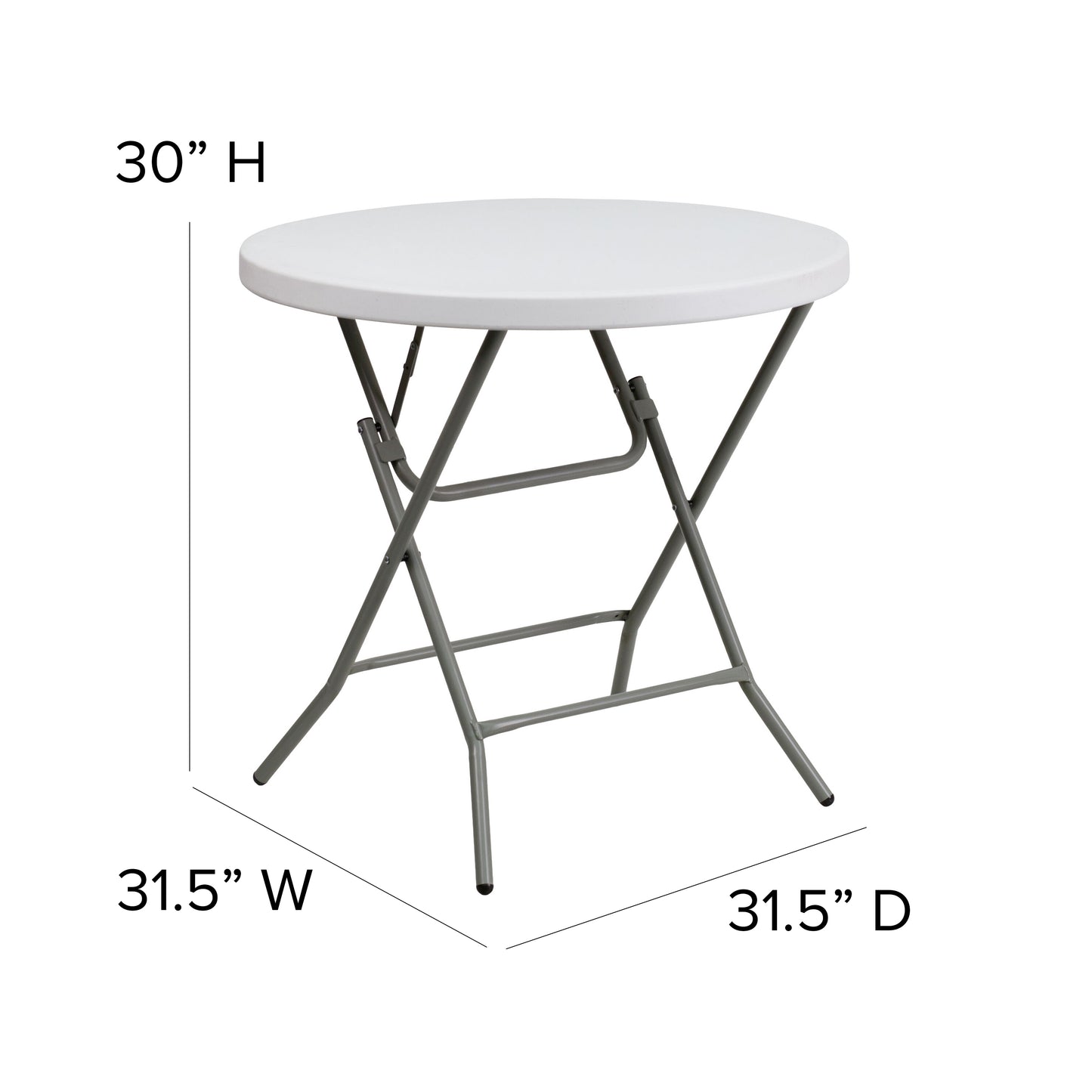 Elon 2.63-Foot Round Granite White Plastic Folding Table Granite White