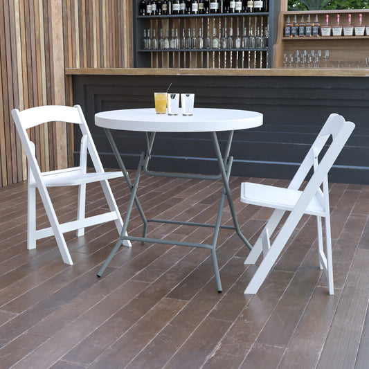Elon 2.63-Foot Round Granite White Plastic Folding Table Granite White