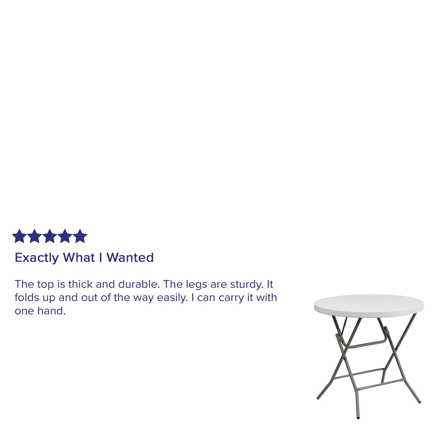 Elon 2.63-Foot Round Granite White Plastic Folding Table Granite White