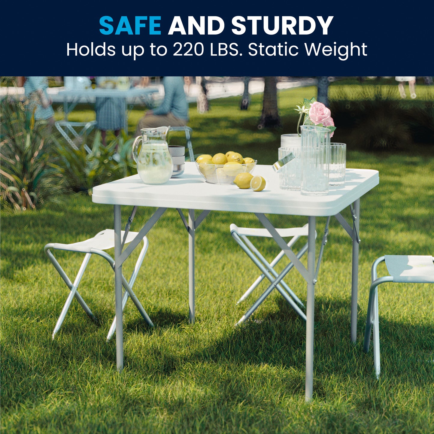 Elon 34.25" Square Granite White Plastic Folding Table Granite White