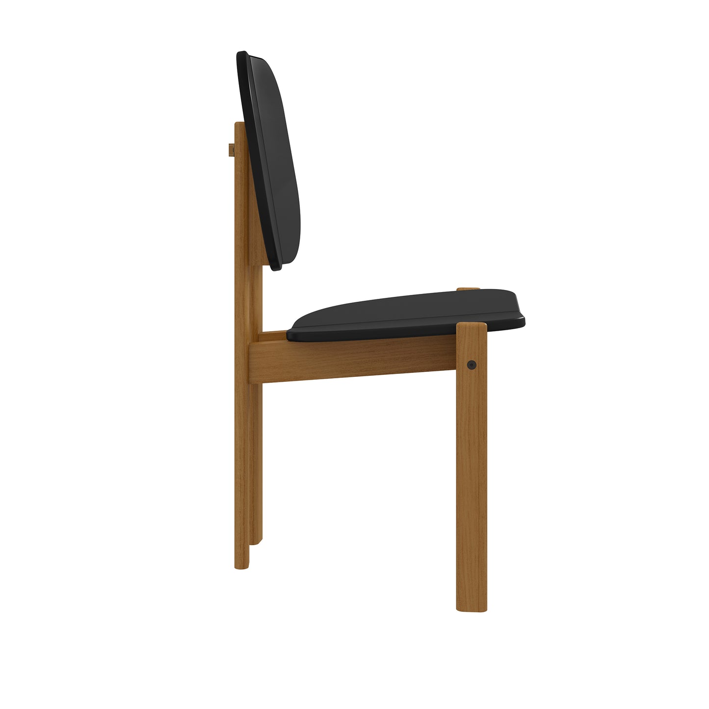 Manhattan Comfort Mid-Century Modern Gales Dining Chair with Solid Wood Legs in Black - Set of 2