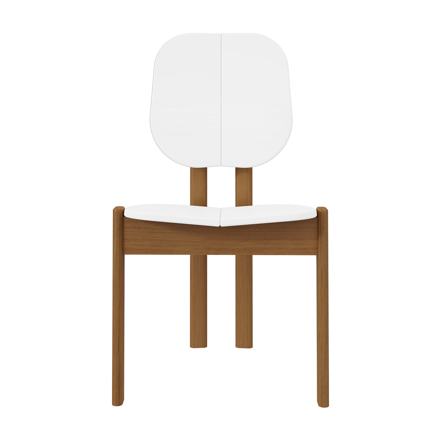 Manhattan Comfort Mid-Century Modern Gales Dining Chair with Solid Wood Legs in White - Set of 2