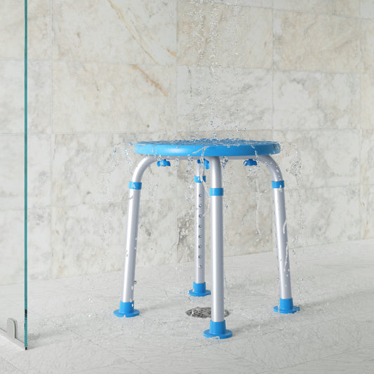 HERCULES Adjustable Bath & Shower Stool with Height-Adjust Frame, 300 lbs. Static Weight Capacity, and Tool-Free Assembly in Blue Blue