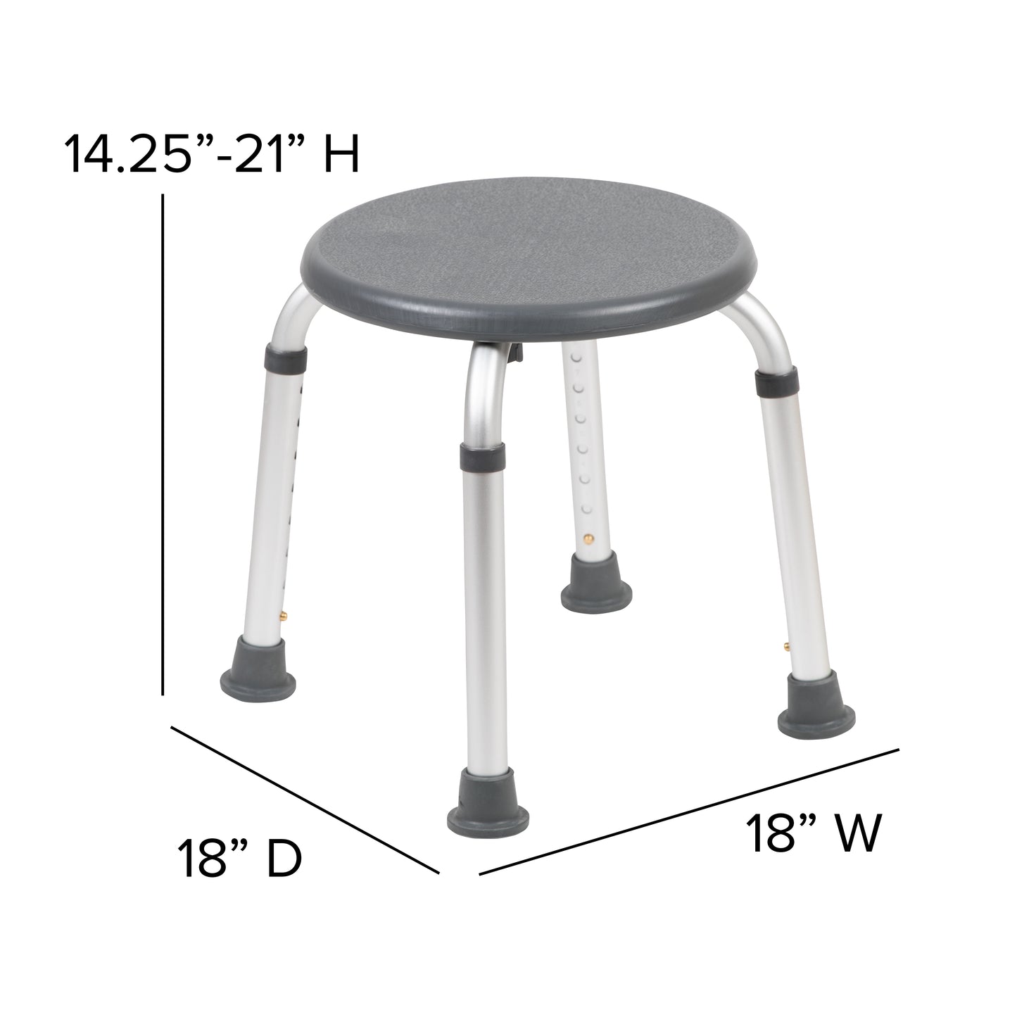 HERCULES Series Tool-Free and Quick Assembly, 300 Lb. Capacity, Adjustable Gray Bath & Shower Stool Gray