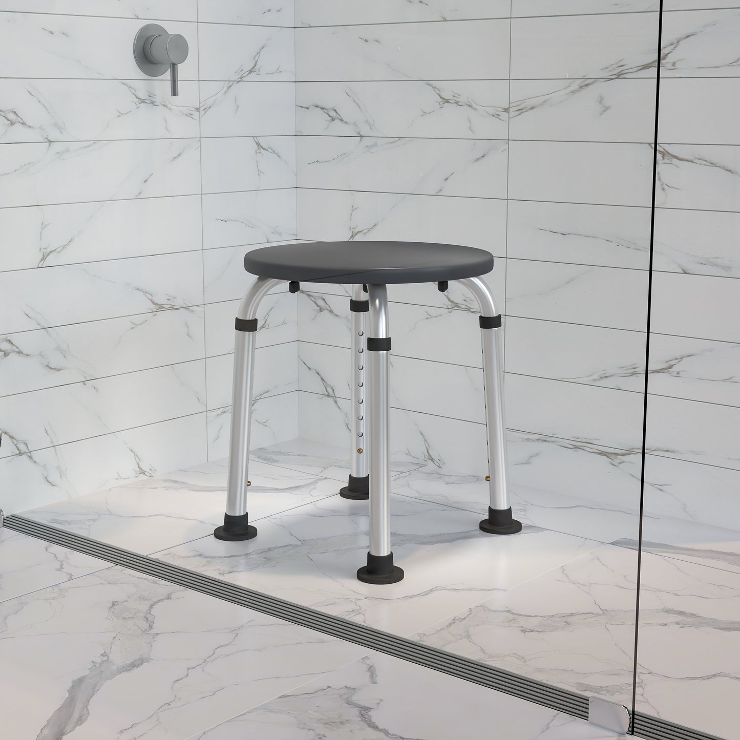 HERCULES Series Tool-Free and Quick Assembly, 300 Lb. Capacity, Adjustable Gray Bath & Shower Stool Gray