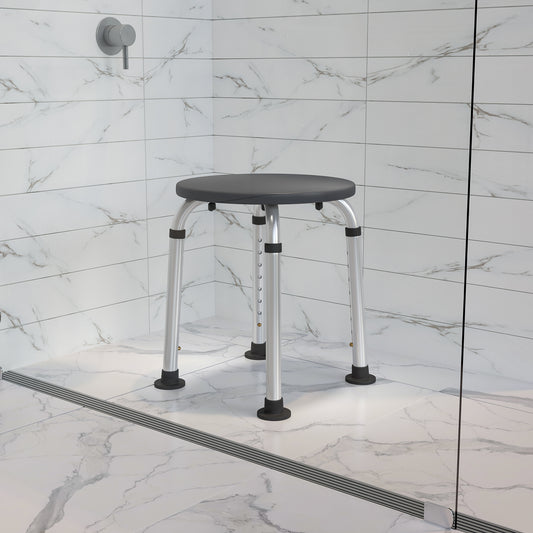 HERCULES Series Tool-Free and Quick Assembly, 300 Lb. Capacity, Adjustable Gray Bath & Shower Stool Gray