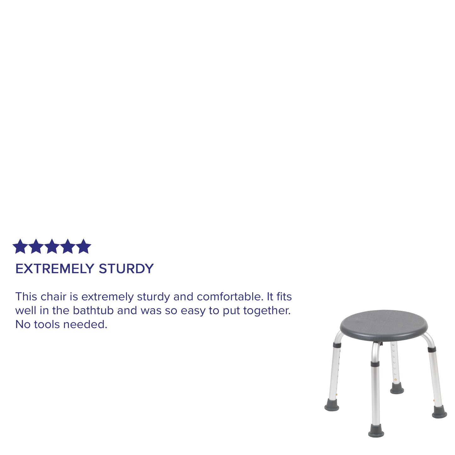 HERCULES Series Tool-Free and Quick Assembly, 300 Lb. Capacity, Adjustable Gray Bath & Shower Stool Gray