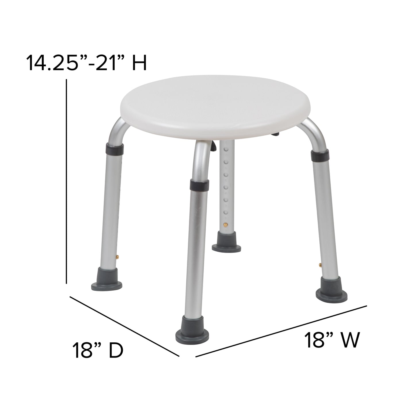 HERCULES Series Tool-Free and Quick Assembly, 300 Lb. Capacity, Adjustable White Bath & Shower Stool White