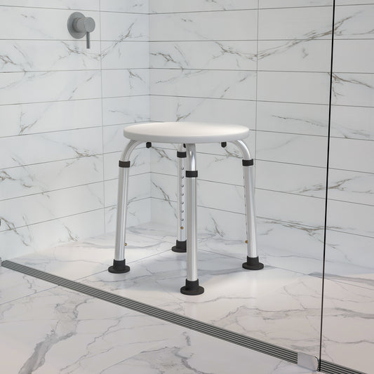 HERCULES Series Tool-Free and Quick Assembly, 300 Lb. Capacity, Adjustable White Bath & Shower Stool White
