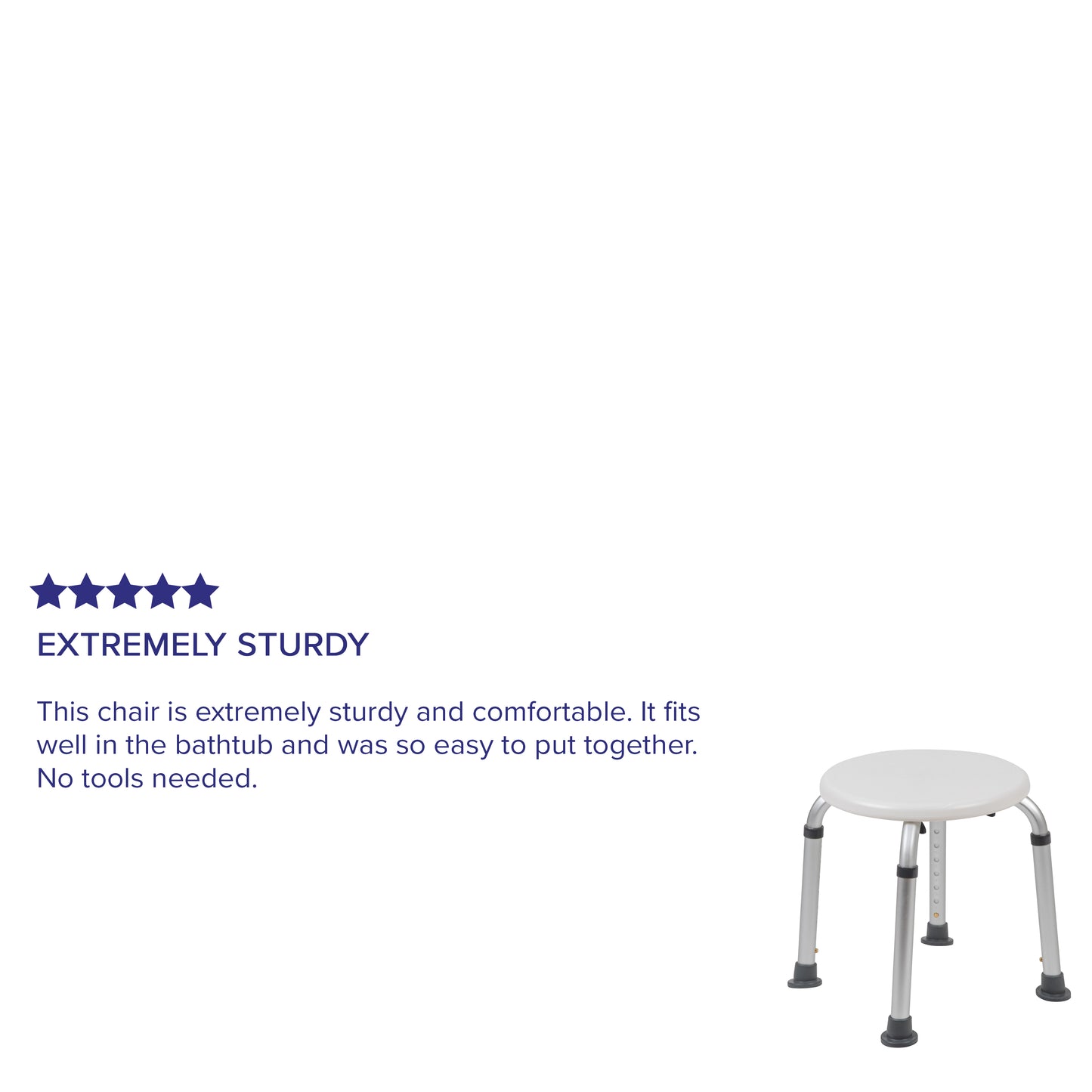 HERCULES Series Tool-Free and Quick Assembly, 300 Lb. Capacity, Adjustable White Bath & Shower Stool White